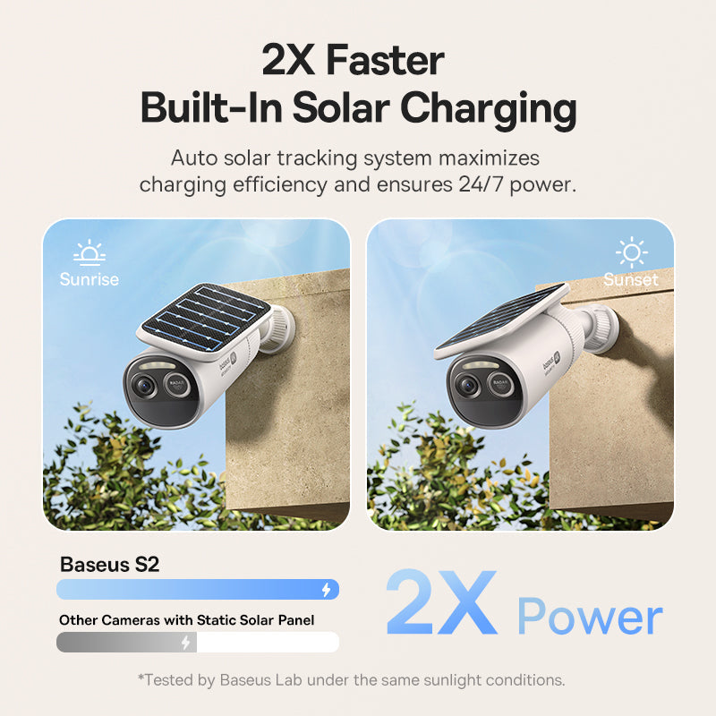 كاميرا المراقبة الخارجية بيسوس S2 بدقة 4K - أبيض قمري