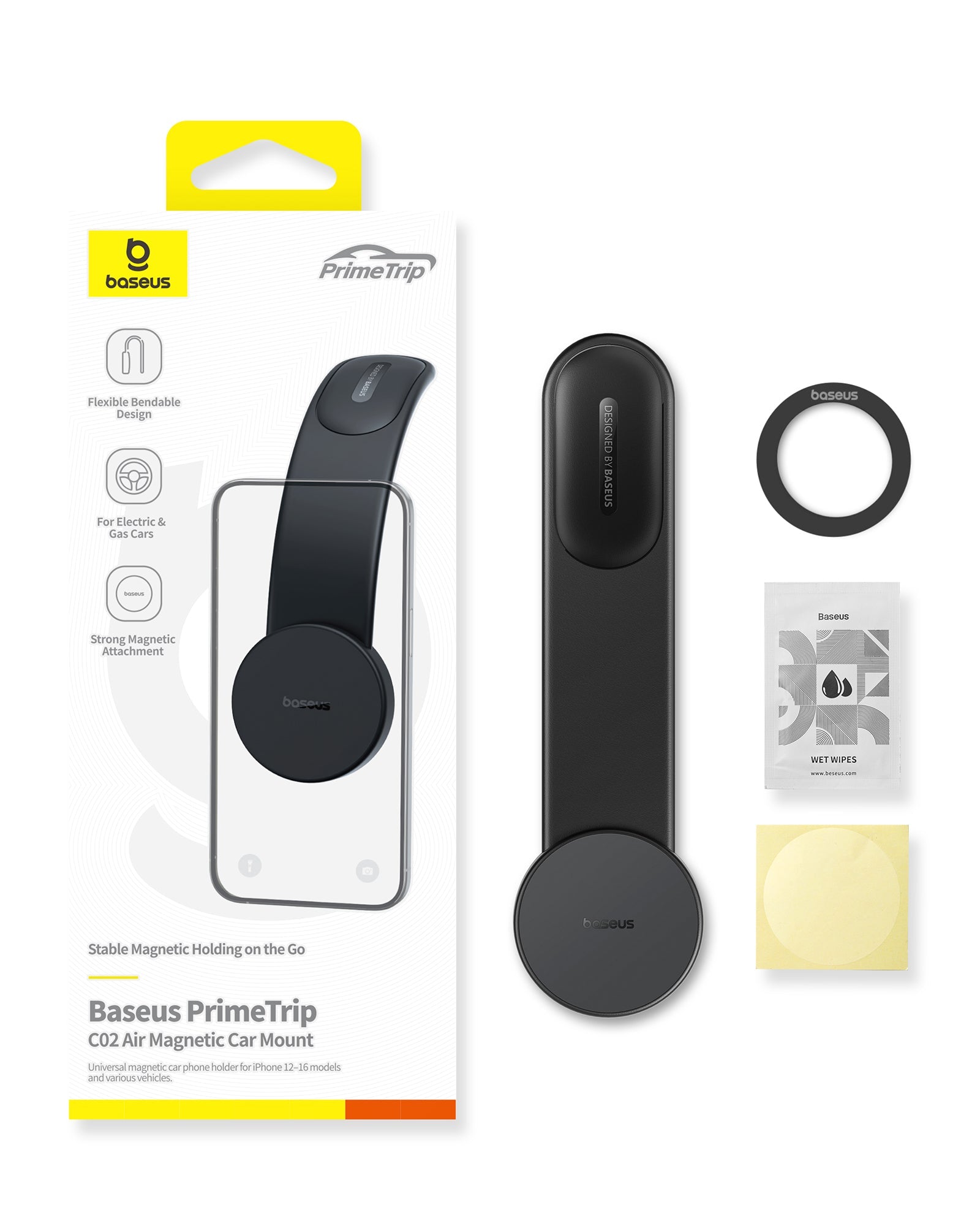 حامل السيارة المغناطيسي Baseus PrimeTrip C02 Air - أسود