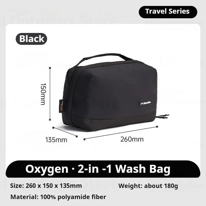 Naturehike Oxygen 2 في 1 حقيبة أدوات الزينة - أسود