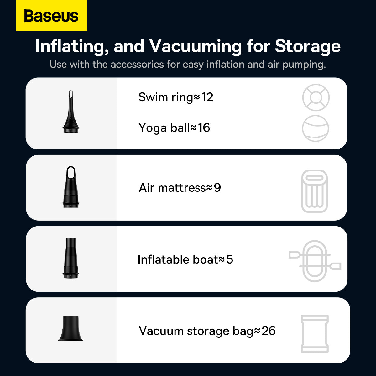 مكنسة سيارة Baseus A3lite – أسود