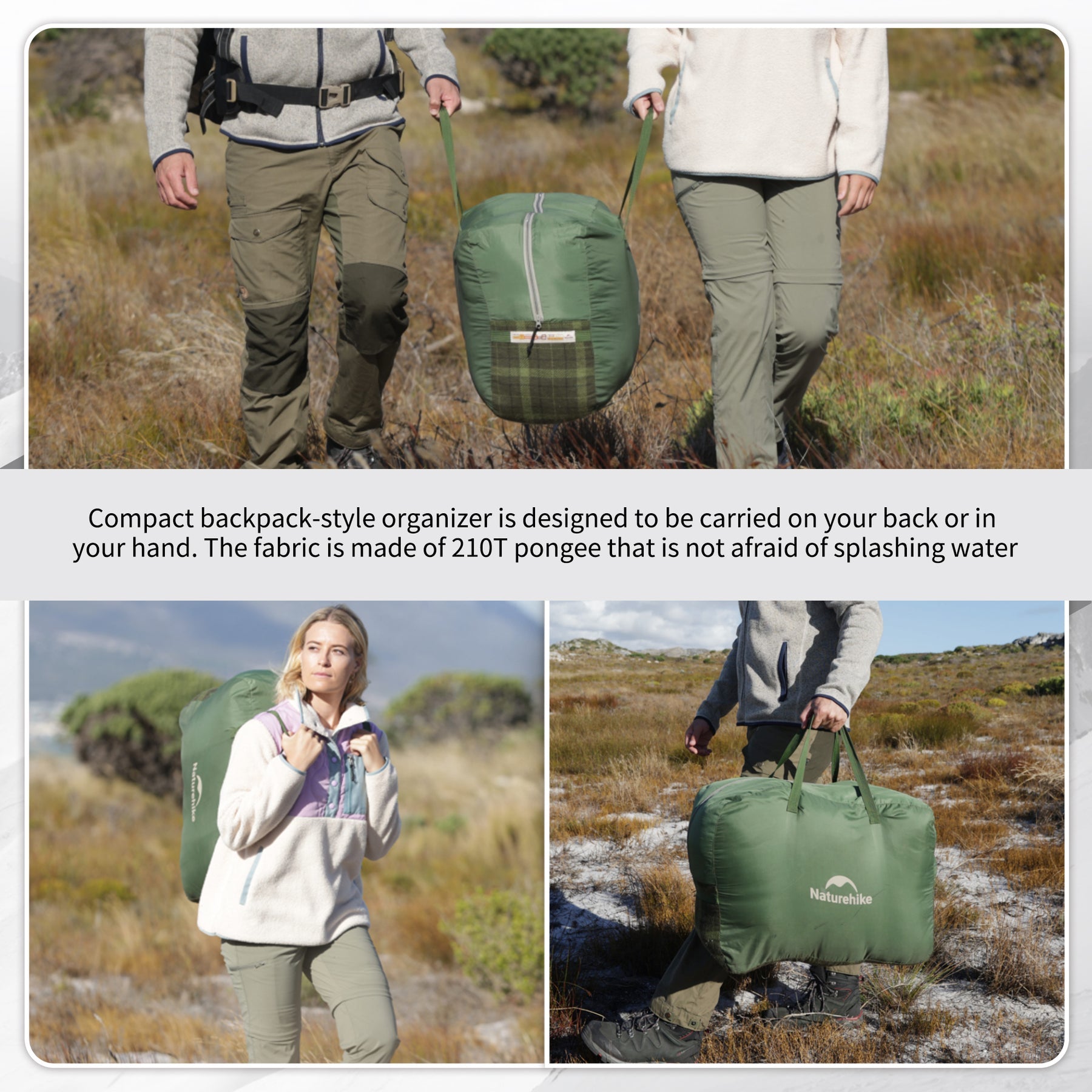 حقيبة نوم مزدوجة Naturehike Akino مقاس 220x160 - أخضر شبتي