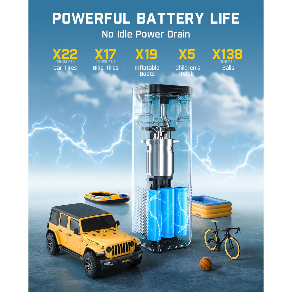 منفاخ إطارات Fanttik X10 Cross - أسود