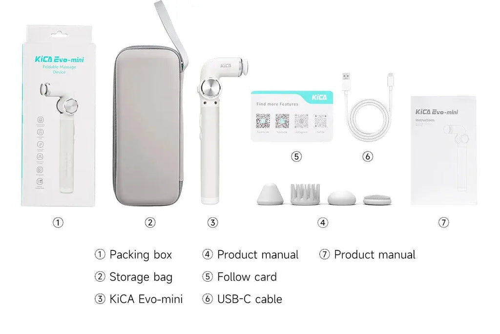 مسدس تدليك صغير قابل للطي من KiCA EVO - أبيض