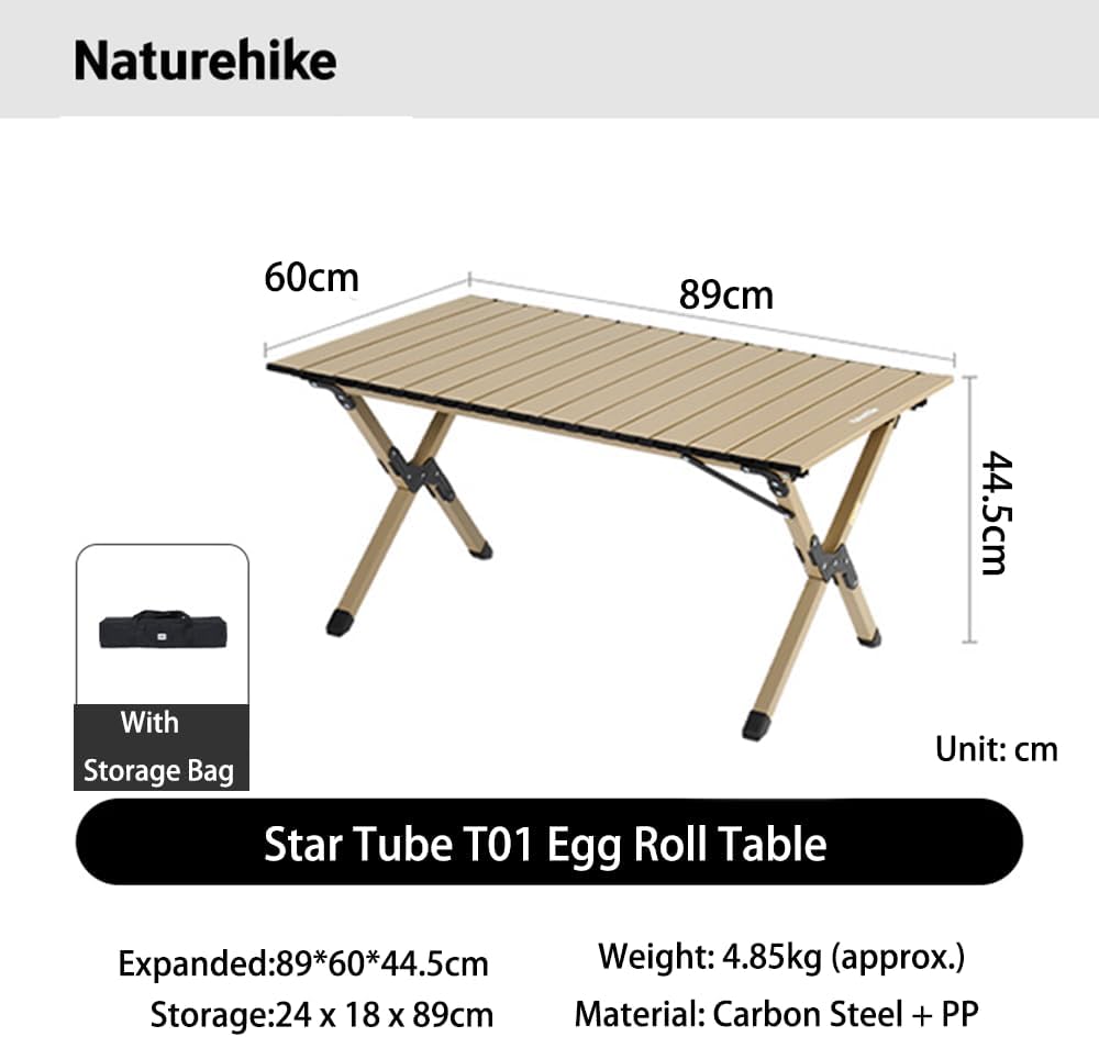 Naturehike Simple Star T01 طاولة قابلة للطي على شكل لفة البيض 89x60x44.5 - كاكي
