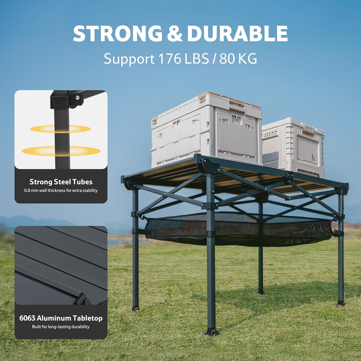 منضدة قابلة للطي Naturehike Simple Star H01 بمقاس 120x70x73 - أسود