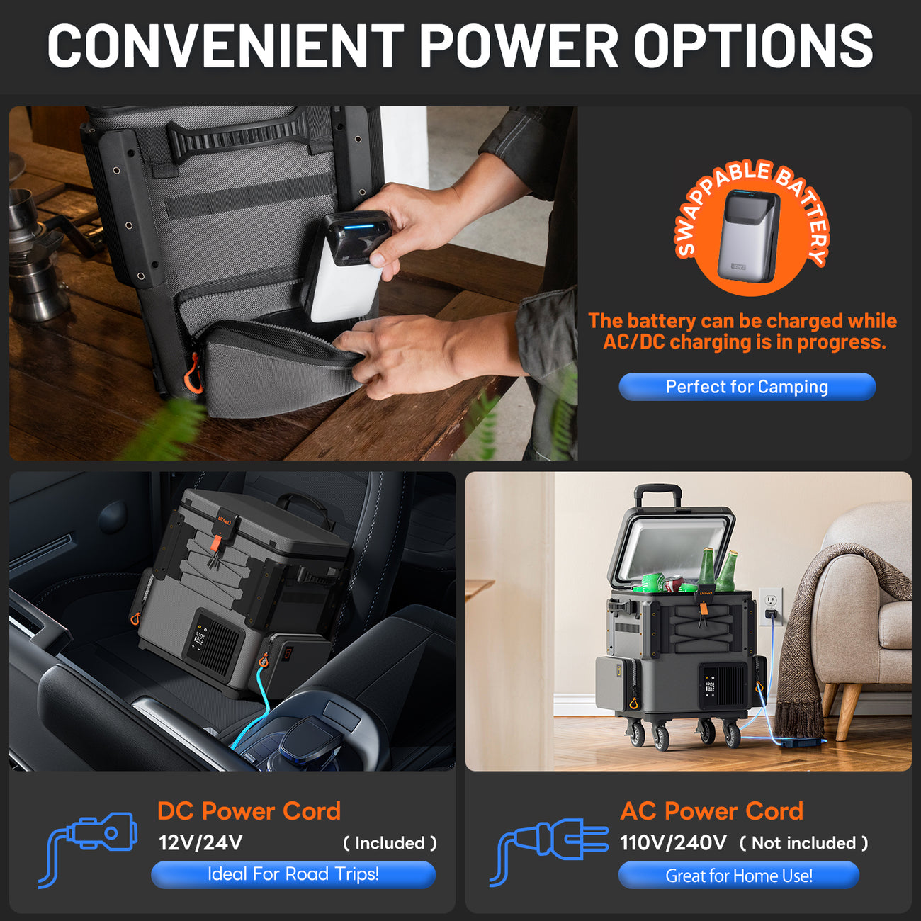 Litheli FrozenPack Wild 12v Portable Smart Car 16L+4L Fridge Dual Battery - Grey