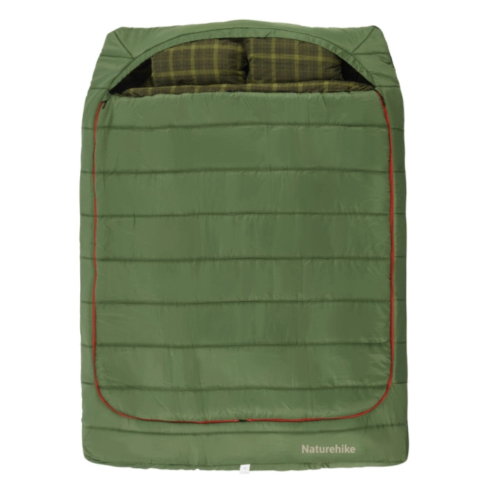 حقيبة نوم مزدوجة Naturehike Akino مقاس 220x160 - أخضر شبتي
