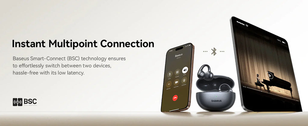 سماعات أذن لاسلكية Baseus Bowie MC1 Pro بتقنية الأذن المفتوحة – تيتانيوم