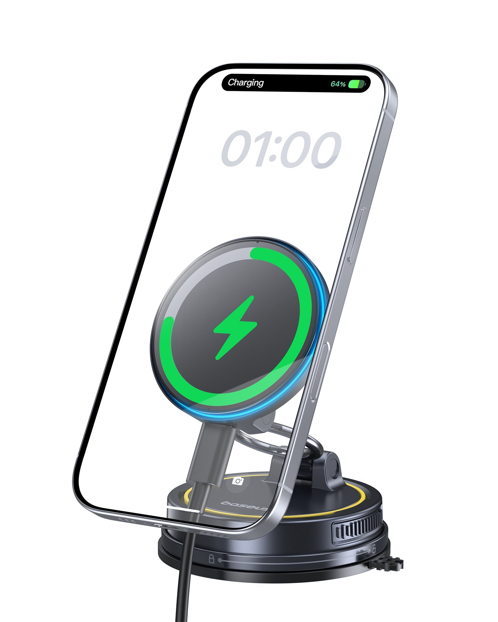 حامل سيارة Baseus PrimeTrip VC2 Flex pro مغناطيسي للشحن اللاسلكي - أسود كوني