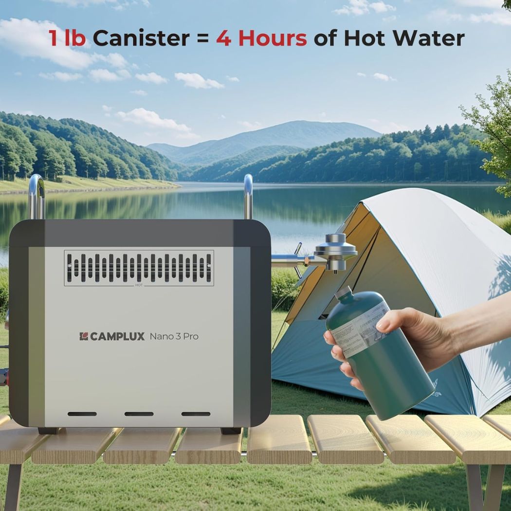 Camplux Nano 3 Pro 3L Portable Gas Water Heater - Silver